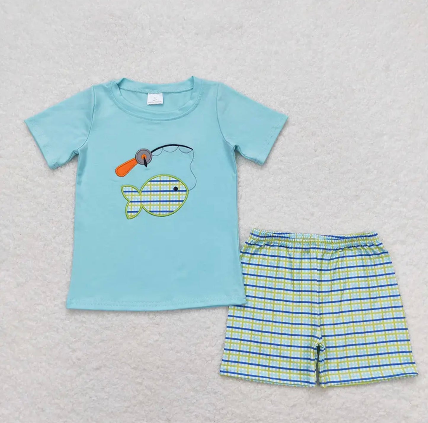 Baby Boy Fishing T-Shirt Checkered Shirt Set (2T)