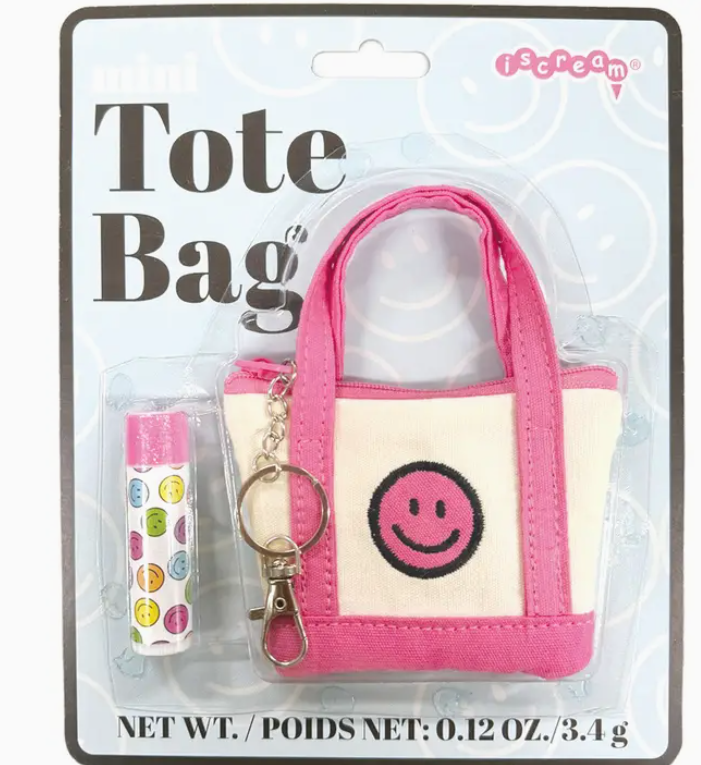 Mini Tote Bag Lip Balm Key Chain Set