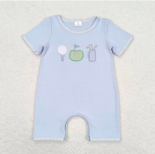 Baby Boy Golf Blue Short Sleeve Rompers (0-3M)