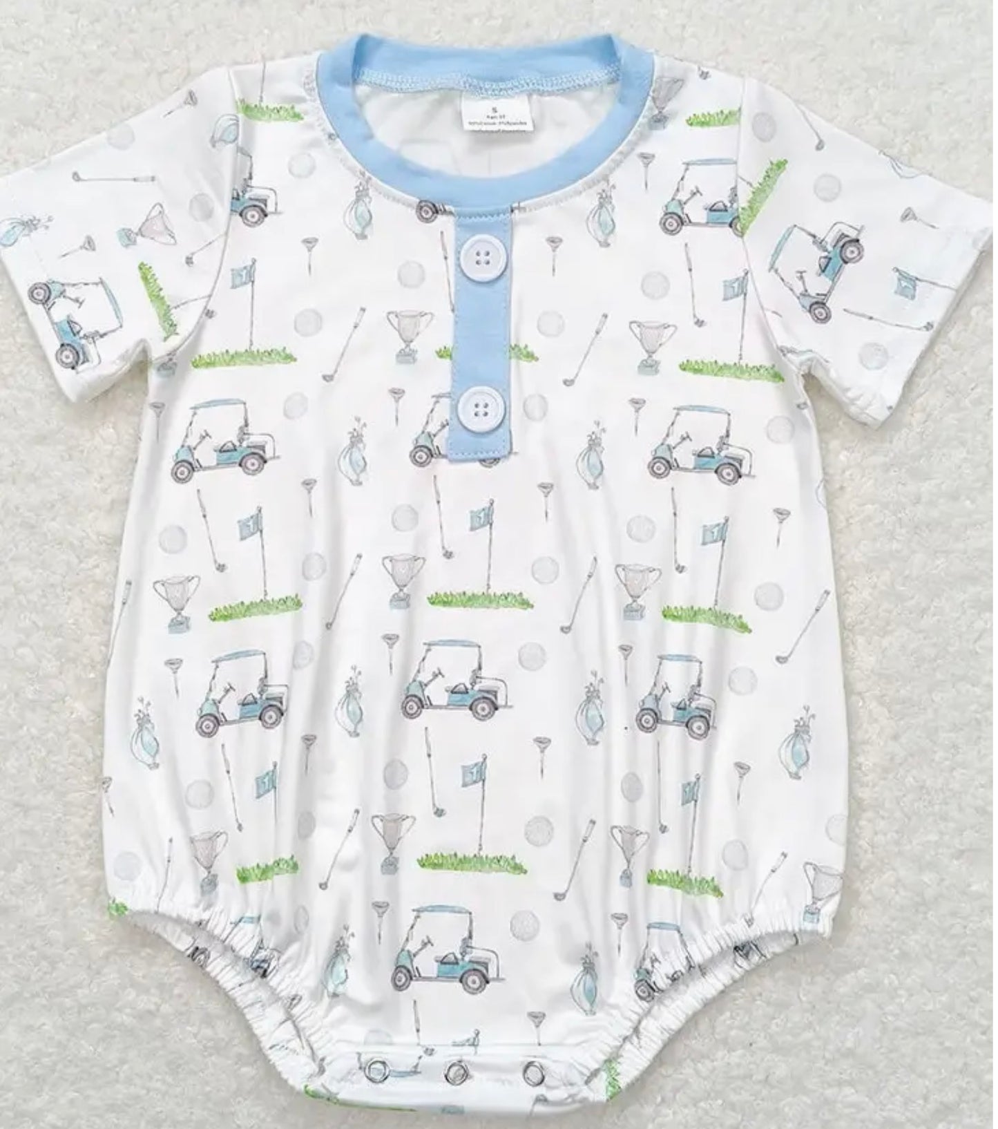 Baby Boy Golf Blue Buttons Romper (0-3M)