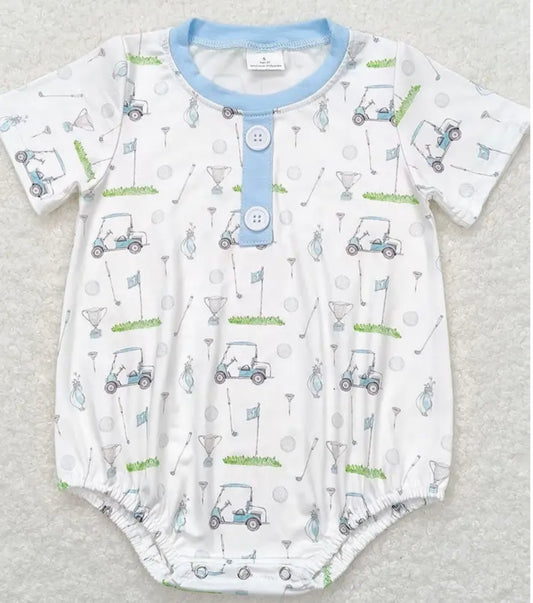 Baby Boy Golf Blue Buttons Romper (0-3M)