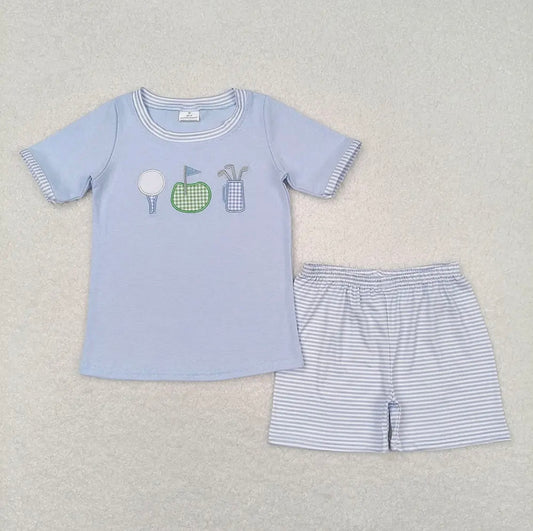 Baby Boy Golf Blue T-Shirt Stripes Shorts Set (12-18M)