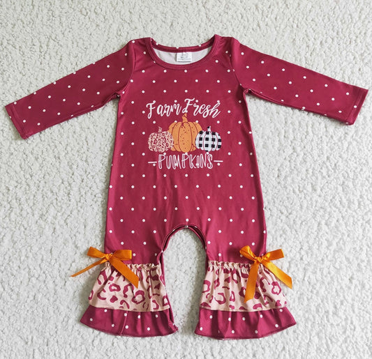 Baby Girl Farm Pumpkin Wine Romper (0-3M)