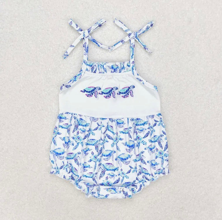 Baby Girl Turtles Blue Romper (3-6M)