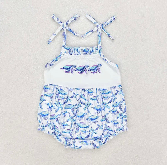 Baby Girl Turtles Blue Romper (0-3M)