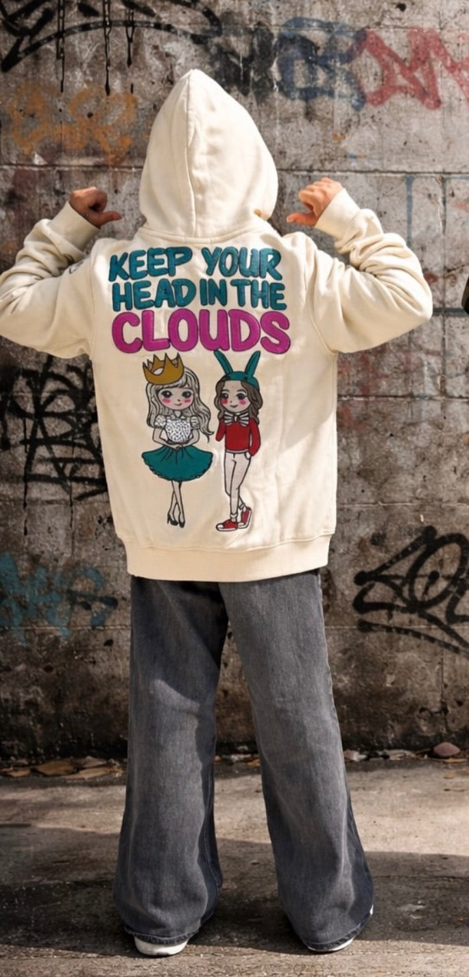 Keep Your Head In the Clouds Hoodie Cream 5/6