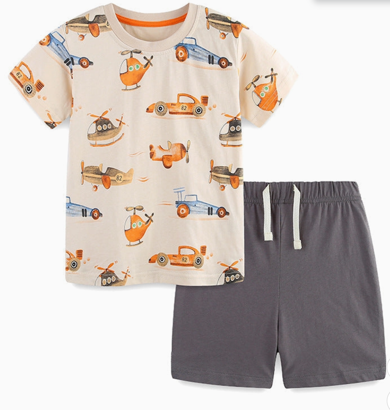 Ivory Helicopter T-Shirt and Shorts Set (2T)