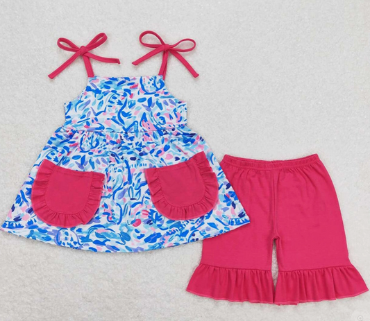 Baby Girl Blue Grasses Summer Short Set (12-18M)