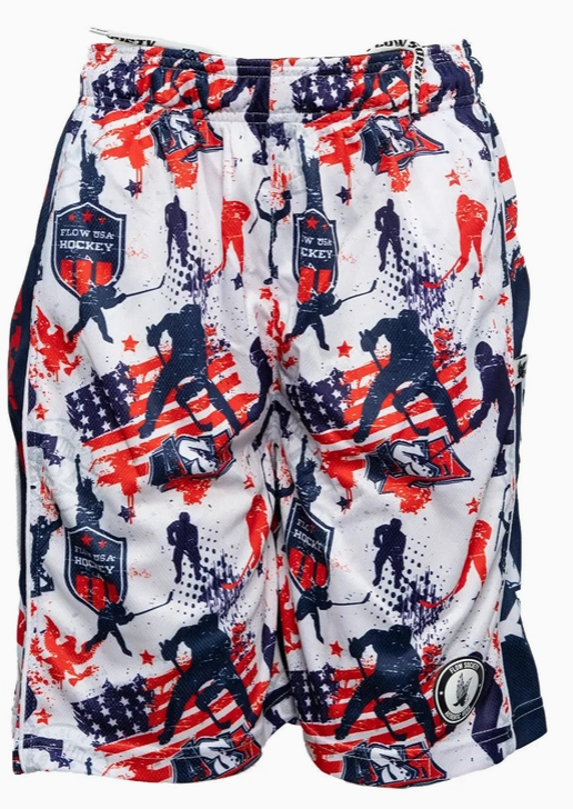 Boys Stars & Stripes Hockey Shorts Red/White/Blue (YL)