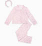 Floral Bow Print Yummy PJ Set w Headband (10/12)