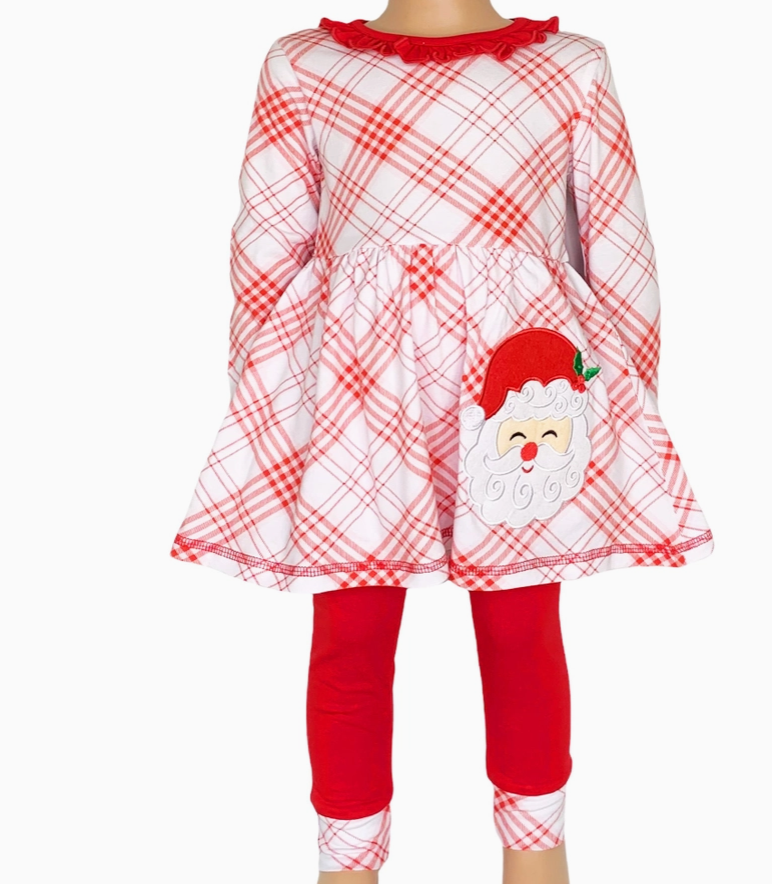 Red Plaid Santa Christmas Outfit (2/3T)