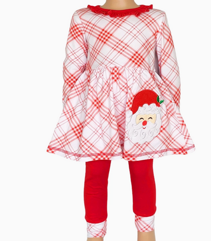 Red Plaid Santa Christmas Outfit (2/3T)